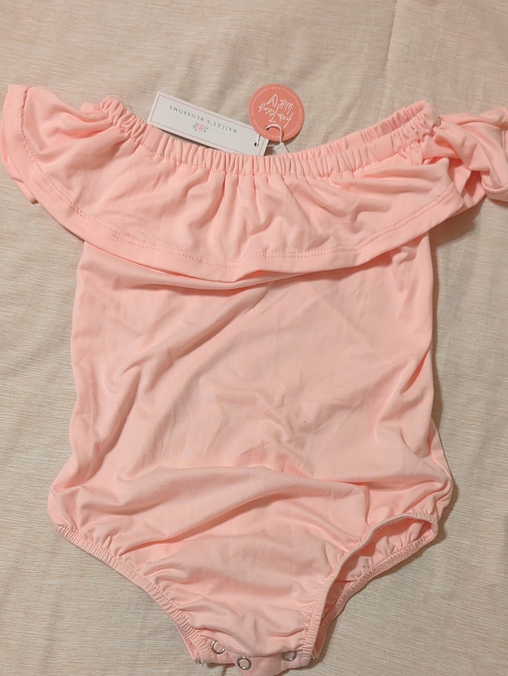 Pink Off-Shoulder Baby One-Piece Bodysuit